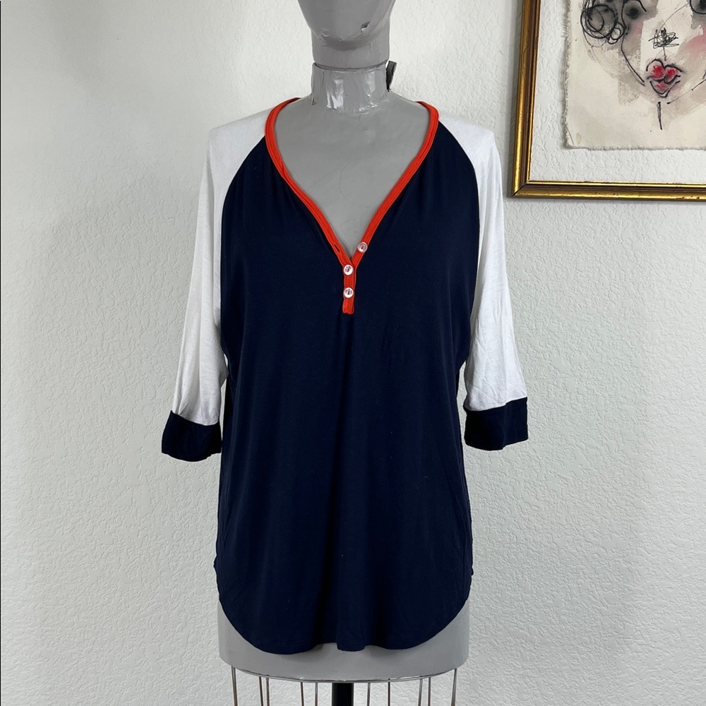 JET by John Eshaya Raglan Tee Dolman Color Block Curved Hem Tee T Shirt